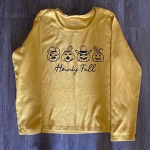 Fall long sleeve women’s shirt. Howdy Fall. White stag size xl(16-18)